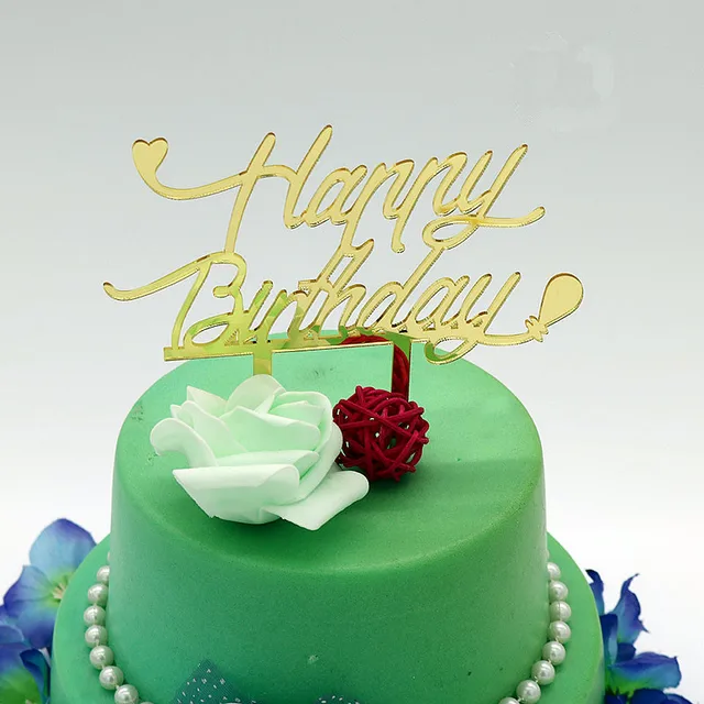 acryl spiegel gold silber happy birthday cake topper kinder baby acryl spiegel gold silber happy birthday cake topper kinder baby geburtstag party kuchen dekoration zubehor