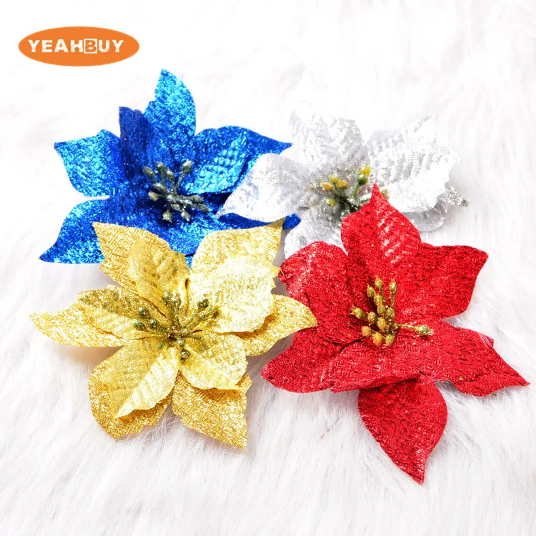 Atacado 13cm 4 cores cabeça de flor de natal artificial de seda poinsettia flores  para casa de férias decoração suprimentos de natal|flowers for|flower  headflower flower - AliExpress