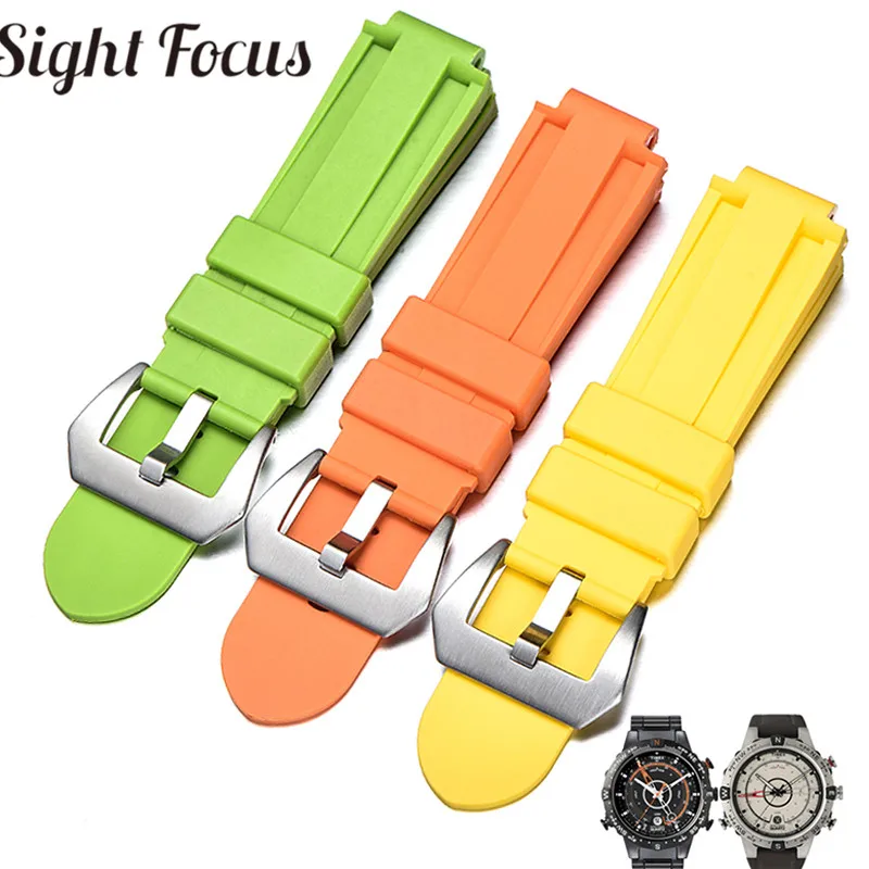 Силиконовый ремешок с выпуклой концом для часов Timex IQ T2N720 T2p140 24x16 мм цветной