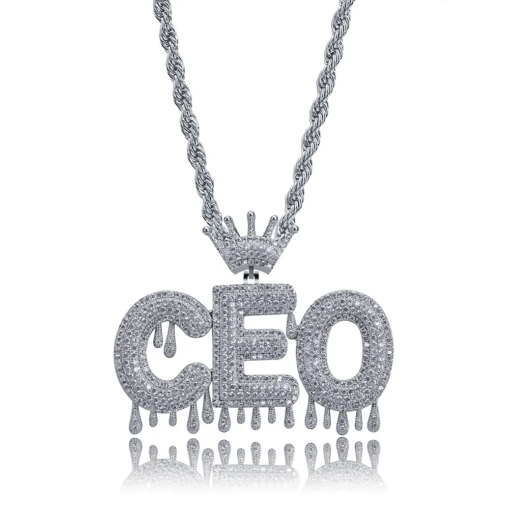 Пользовательское имя пузырьковая цепочка с буквами ожерелья с подвесками для мужчин амулеты Iced Out CZ хип-хоп ювелирные изделия подарки с золотой серебряной теннисной цепью