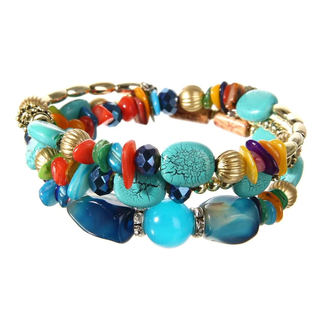 Multilayer Beads Charm Bracelets Shellhard Ethnic Tibet Imitation Natural Stone Bracelets Bangles For Women Bohemia Jewelry Gift