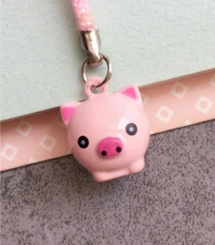 

New 50 pcs Cartoon pig Lovely Jingle Bells,Christmas Decoration,Cartoon Lanyard Accessories Bell key Chains H--97
