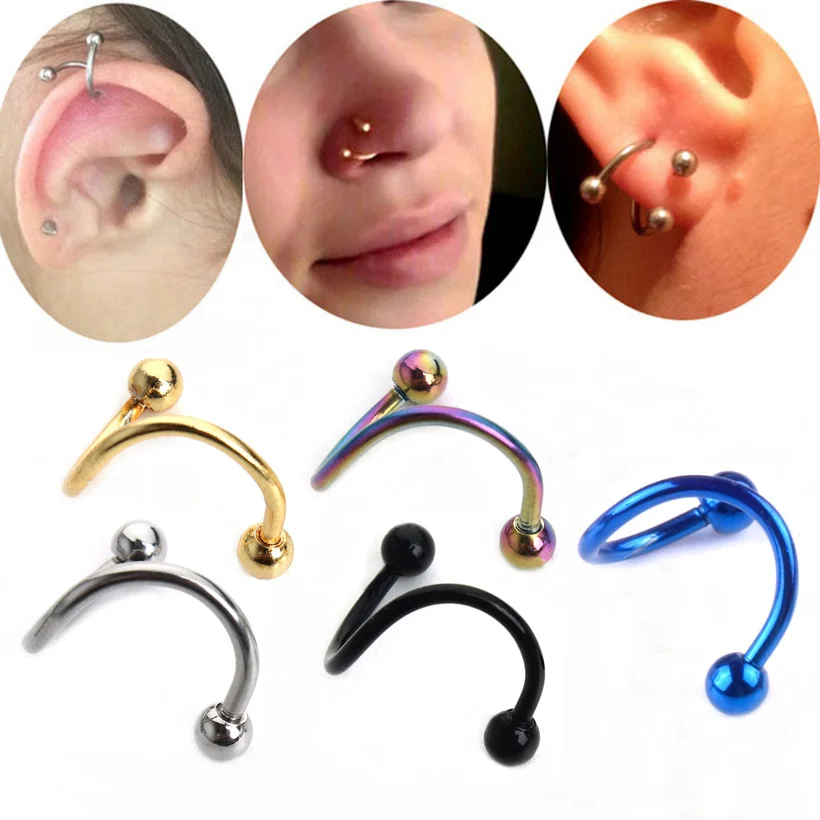 2 pcs Double Balls Twisted Helix Cartilage Earring Piercing Body