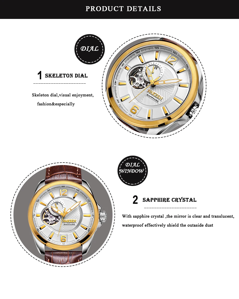 NAKZEN мужские часы Автоматические японские NH39 механические часы мужские деловые сапфировые светящиеся указатели наручные часы Relogio Masculino