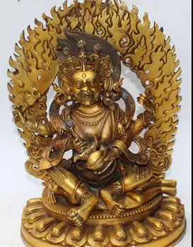 

17" Tibet Buddhism Bronze 4 Arms Mahakala Wrathful Deity Dharmapala God Statue
