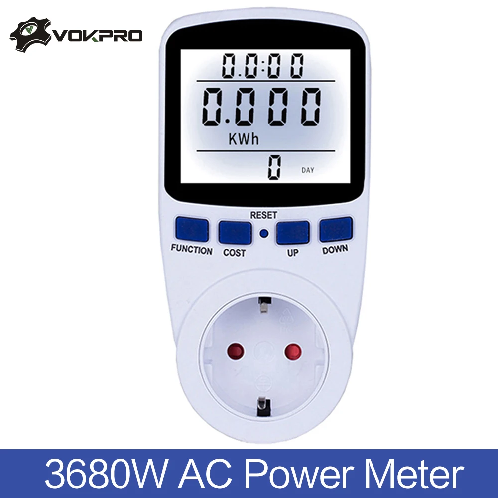 

EU Digital Energy Meter 220V Wattmeter VP002 With Backlight Electronic Power Meter Record Volt Voltage Outlet Socket Meter