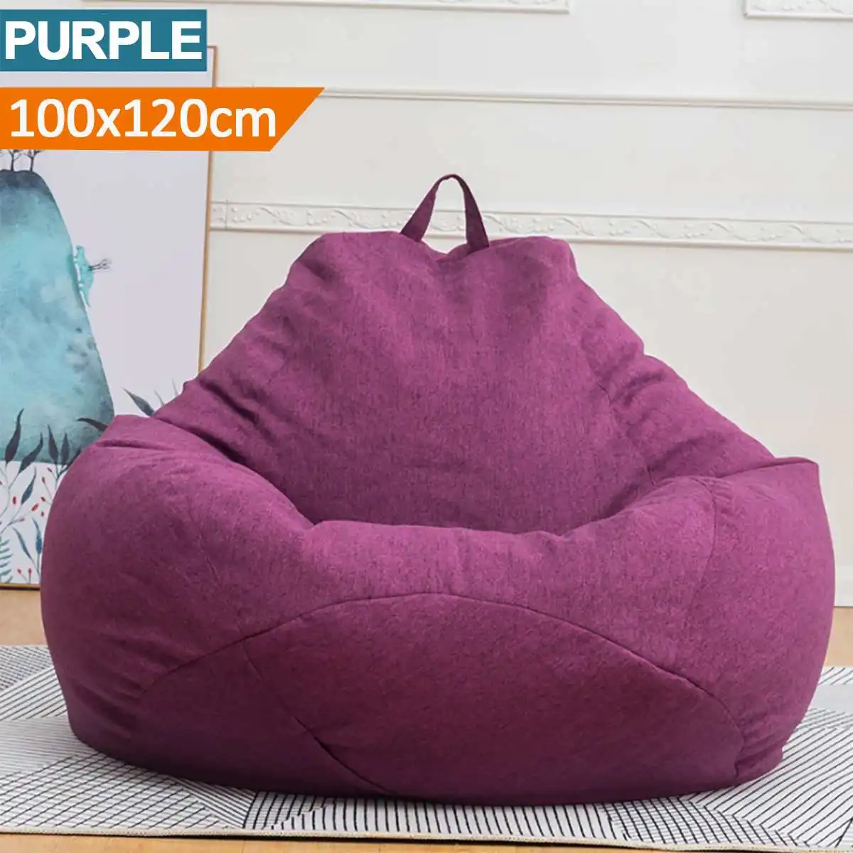 

Large Lazy BeanBag Sofas Cover Chairs without Filler Linen Cloth Lounger Seat Bean Bag Pouf Puff Couch Tatami Living Room Grey