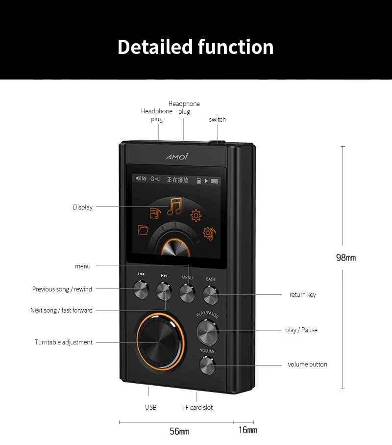 AMOI X10S MP3 Hifi плеер обновленная версия DSD64 HIFI музыка Высокое качество Мини Спортивный ЦАП WM8965 процессор 16 Гб