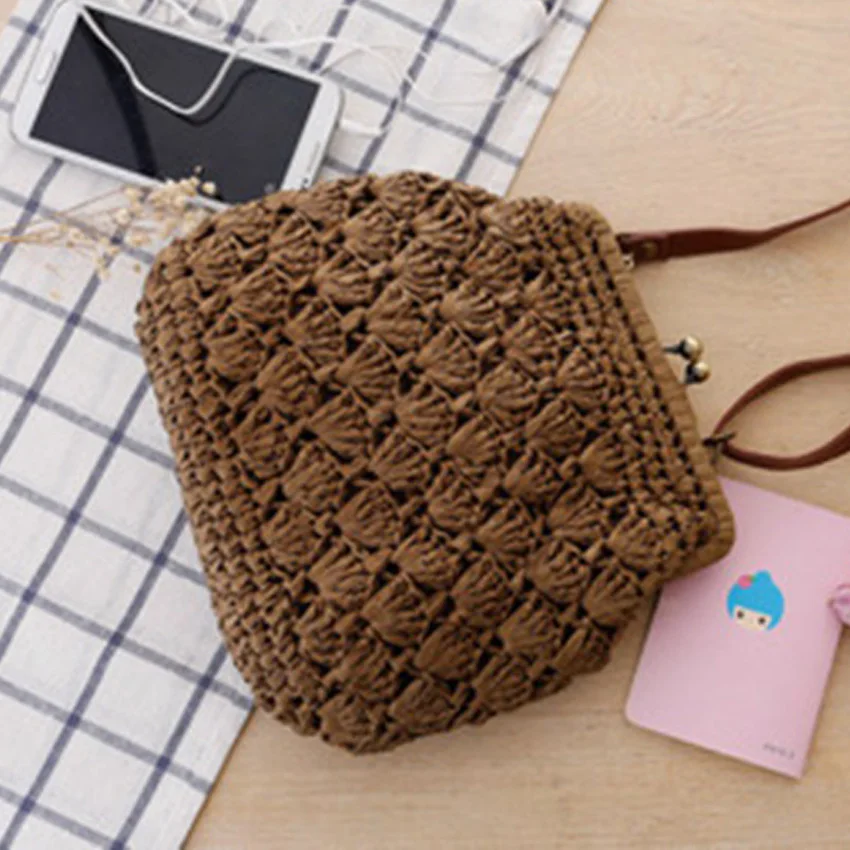 Винтажная плетеная Сумка через плечо из латуни с пряжкой|straw bag|beach bagwoven bag |