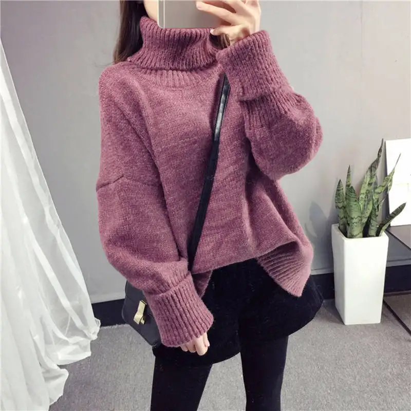 

Turtleneck Sweater Pullover Women Thick Warm Knitted Sweaters Pullovers Sueter Mujer Korean Style Women Sweater Pull Femme C5715