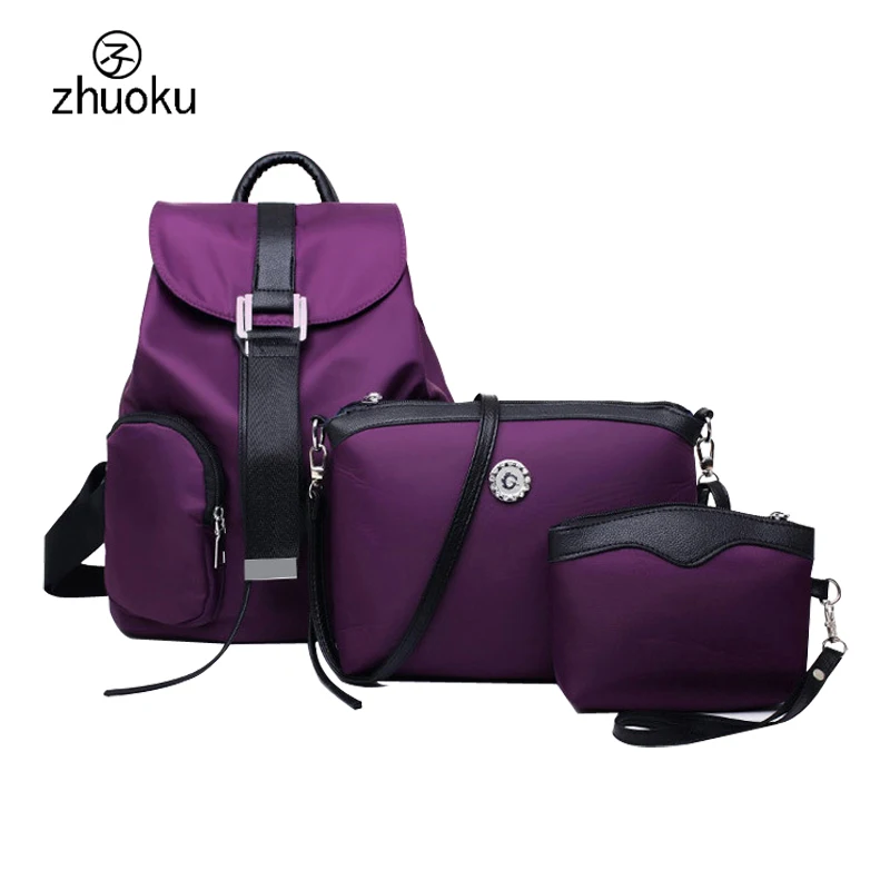 mochila feminina Fashion Waterproof nylon women backpack clutch three piece composite bags mochilas mujer 2016 Clutch