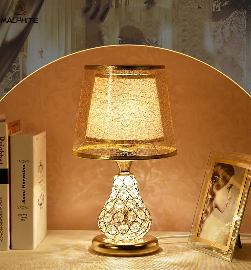 Современные светодиодные хрустальные настольные лампы, блестящие настольные лампы, светильник для чтения и учебы, прикроватные настольные лампы для спальни, домашний декоративный светильник ing Luminaria