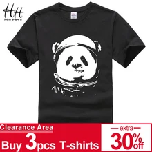HanHent космическая панда футболка мужская модные милые животные Топы Забавные футболки с вырезом лодочкой уличная черная футболка Camisetas Hombre