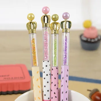 

4 Pcs/lot Cute Crown Gel Pens kawaii diamond 0.5 mm Black Ink Signature pen School writing supplies Stationery gift