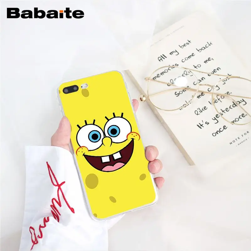Babaite SpongeBob SquarePants Sponge Bob Phone Case for iPhone 6S 6plus 7 7plus 8 8Plus X Xs MAX 5 5S XR 10