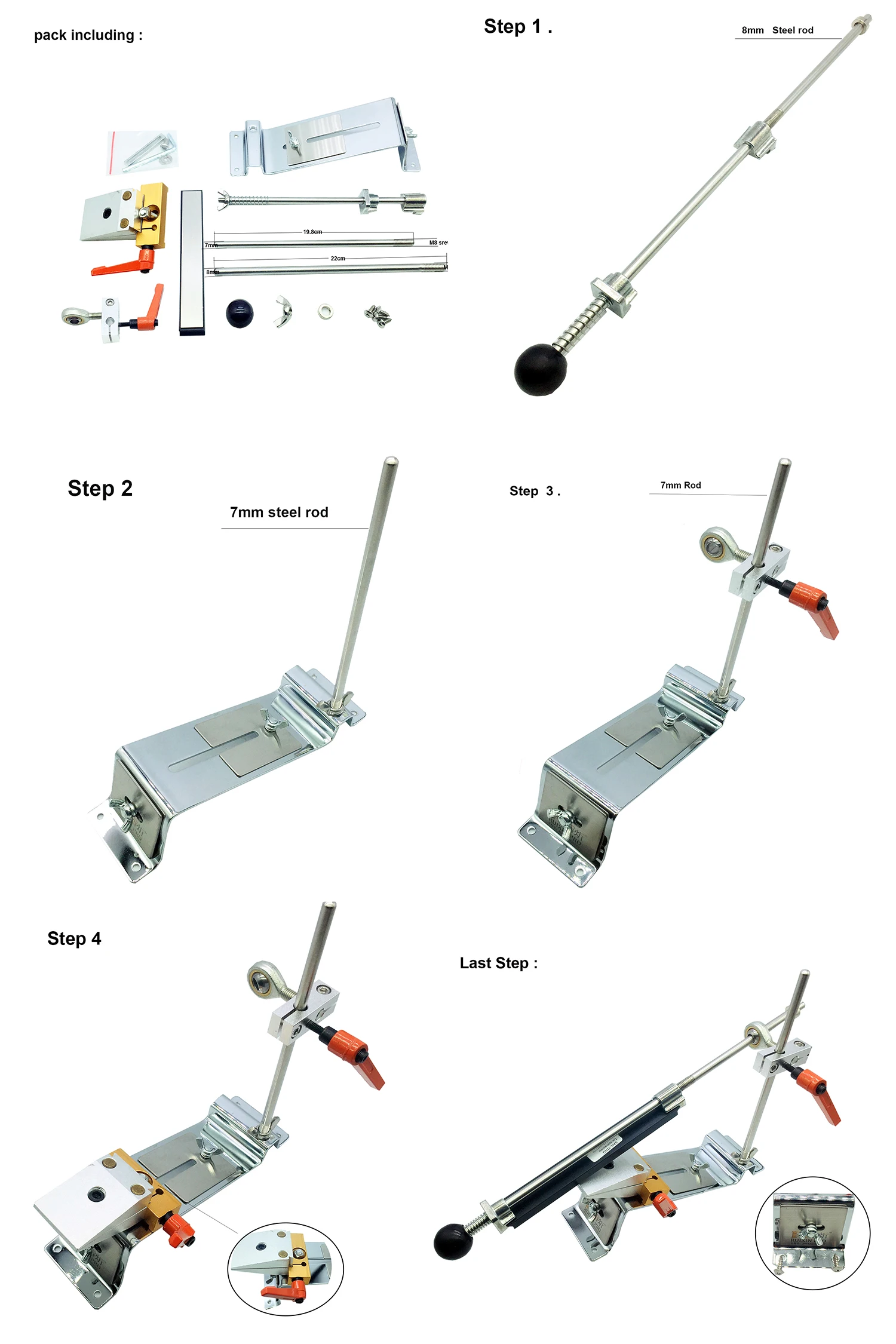 Edge Knife sharpener system reversal clip Cross slider Double row clip Advanced version