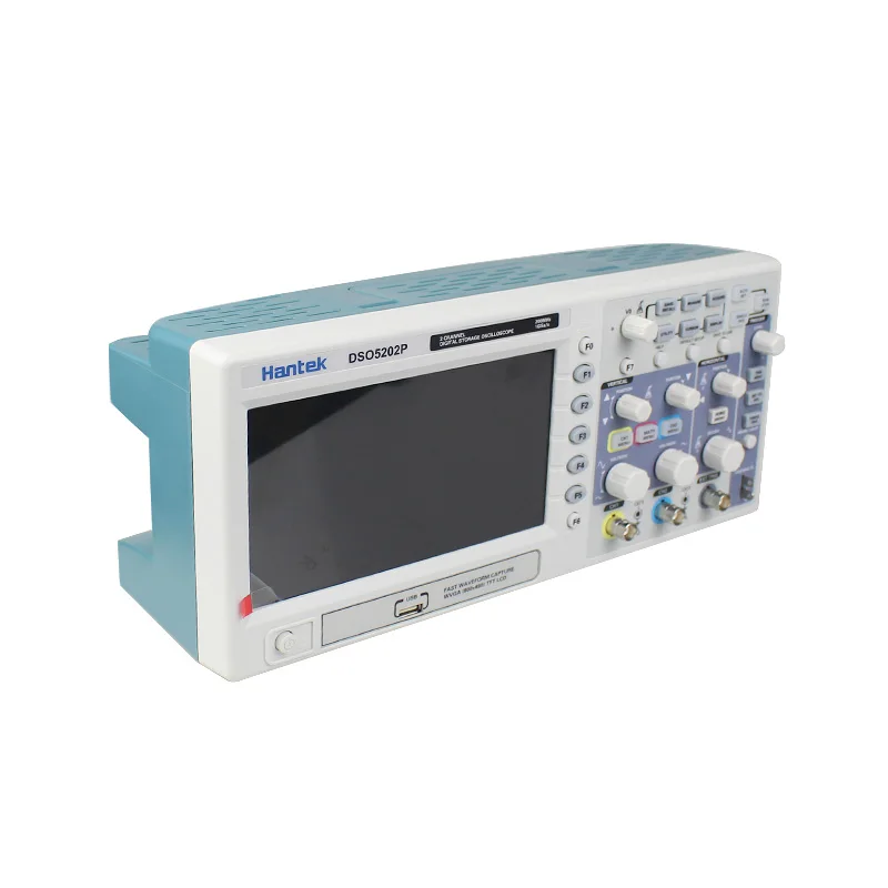 

Hantek DSO5202P/5102P Digital Oscilloscope 200MHz 2 Channels 1GSa/s 7'' TFT LCD Record Length 40K USB AC110-220V oscilloscope