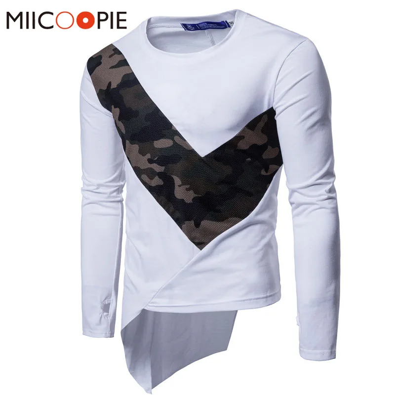 

Men Spring Army Combat Tactical T Shirt Military Camouflage Mesh Stitching Hip Hop Designer Finger Long Sleeve T-Shirts XXXL