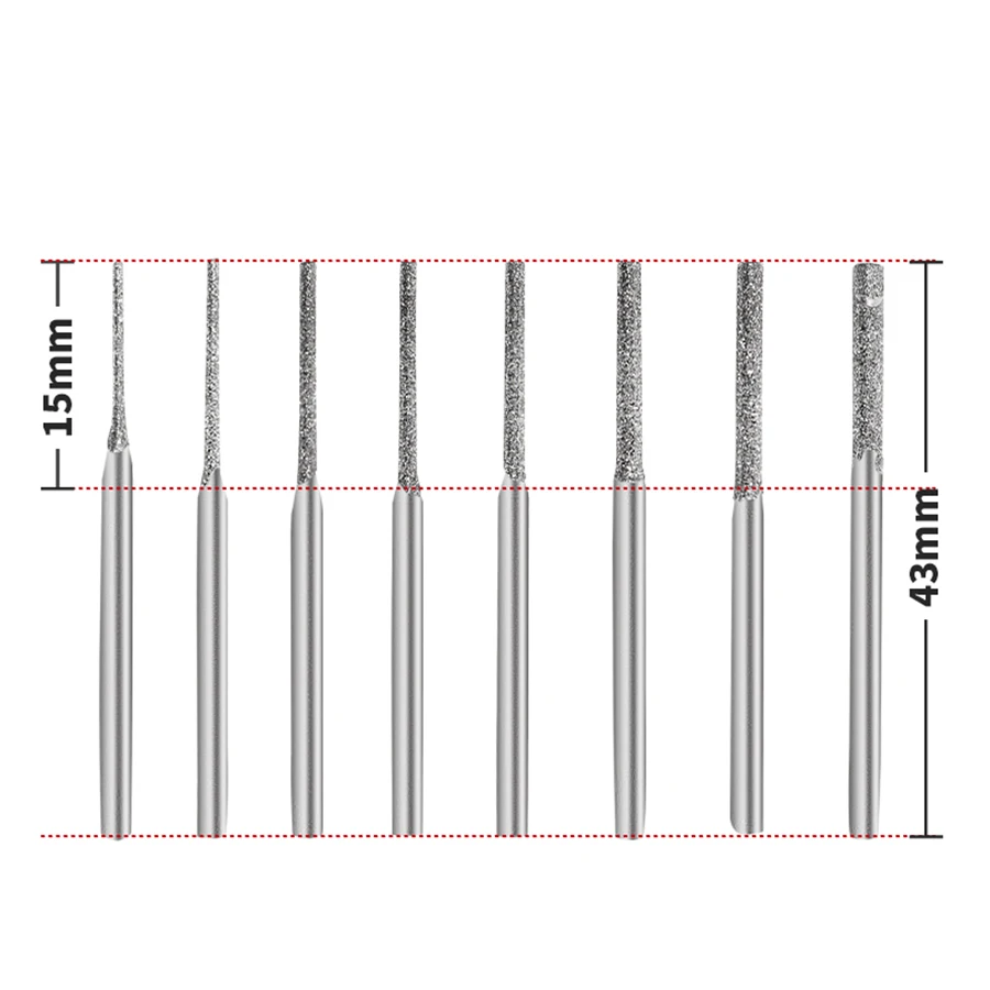 Mini Drill Diamond Grinding Head Bur Bit Set Grinding Tool For Dremel Rotary Tool Accesories 8Pcs