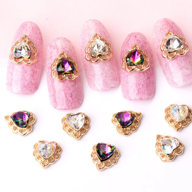 

10pcs/lot Alloy 3D Nail Art Hollow Love Heart Series alloy metal nail art accessories DIY Rhinestone & Decoration nail charms