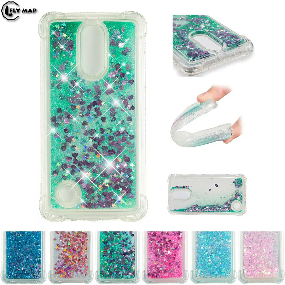 Glitter Stars Phone Cover for LG K8 2017 X240 LGX240 Dynamic Liquid Quicksand Soft TPU Back Case for LG K 8 2017 LG-X240 Case