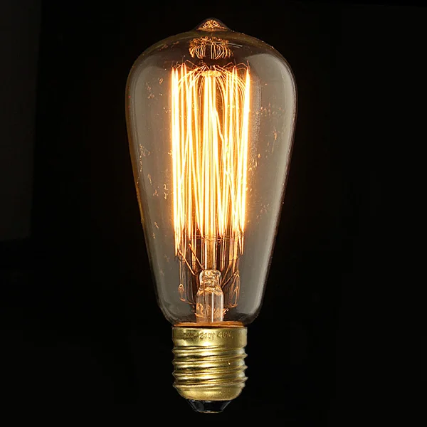 Smuxi Vintage Edison Light Bulb E27 ST64 40W Antique Teardrops Incandescent Bulb Filament Lamp Holiday Decor Pendant Lighting - Цвет: 40w