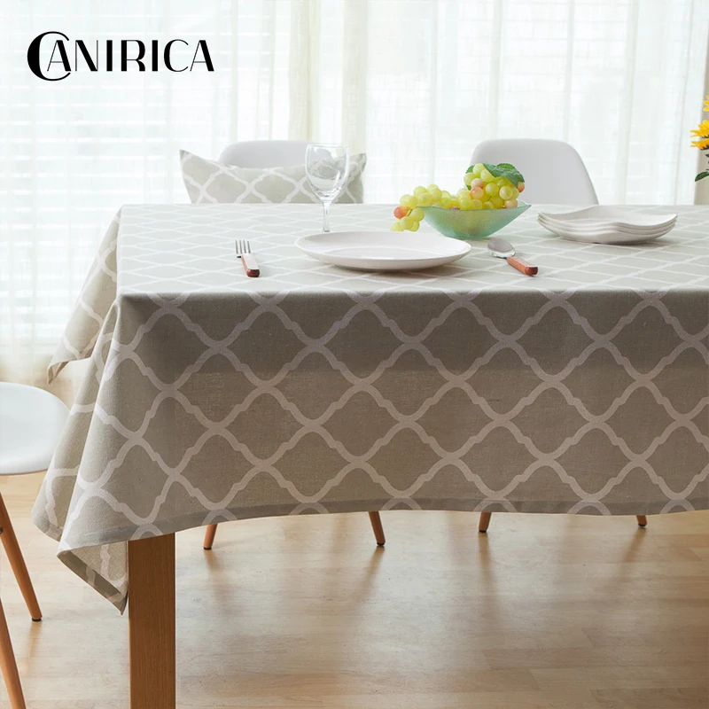 

CANIRICA Tablecloth Linen Table Cloth For Home Accessories Round Table Cover Kitchen Decoration Geometric Tafelkleed Rectangle