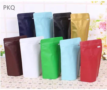 

20pcs/lot Free Shipping Aluminum Foil Bag Tear Notch Small Ziplock Bag Coffee Bean Stand Up Bag With Valve Food Storage Bags