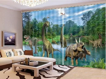 

Tropical Rainforest Ancient Dinosaur 3D Cartoon Animal Curtain Interior Decoration Blackout Curtain