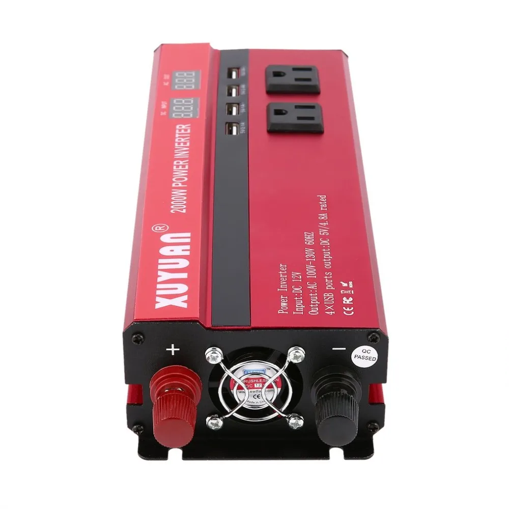 

2018 New XUYUAN Professional 2000W Power Inverter DC 12V to AC 110V with LED Display Fan Cooling Universal Socket Car Converter