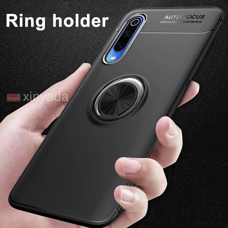 

360 Ring Case For Xiaomi Mi 9 Mi9 SE Case Cover Rotating metal Magnetic Silicone magnet holder TPU coque