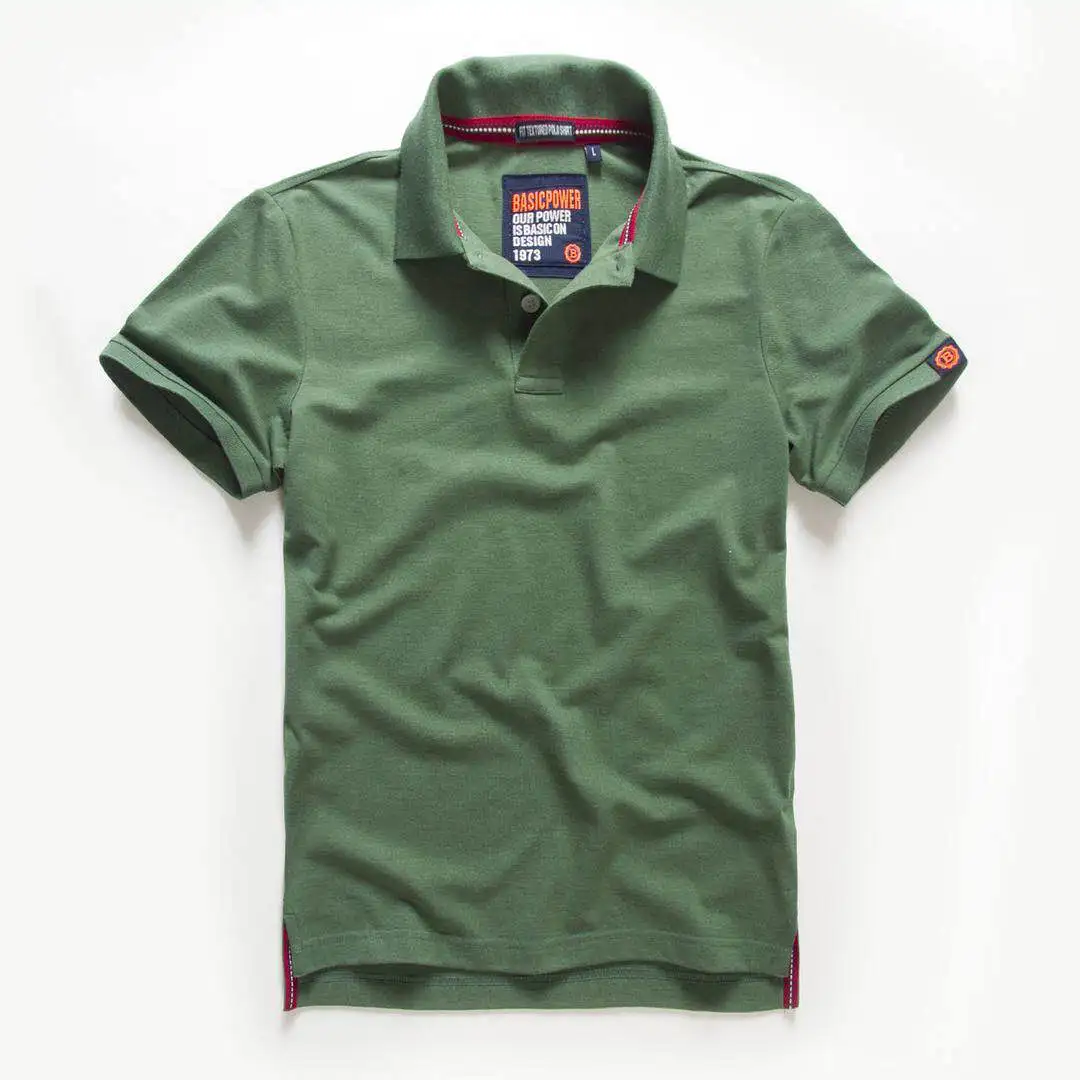 Vomint летние новые мужские хлопковые рубашки поло с коротким рукавом однотонные рубашки для мужчин M-3XL BP061 - Цвет: green