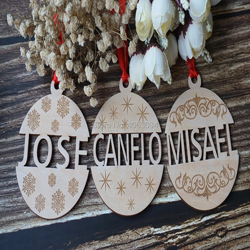 

Custom Name Ornament with - Personalized Christmas Ornament - Custom Ornament Ball Wooden Ornament Ball with name and year