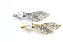 2pcs Leaf Pearl Hairpins Barrettes Hair Clips Brides Flower Hair Jewelry tiara Crystal Clips Flower Accessories 374-1