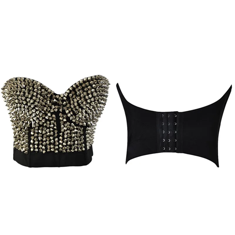 

Sexy Waist Trainer Bra Corset Queen Women Gem Sequin Rivet Bra Crop Top Padded Body Shapewear Bustier Corset Nightclub wear