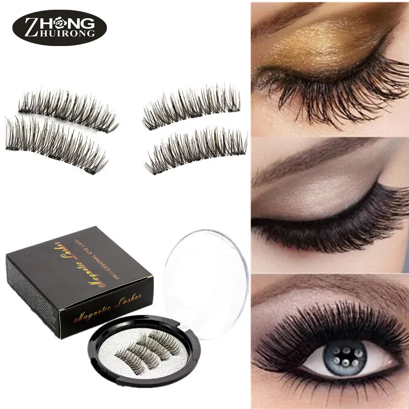 

Magnetic eyelashes with 3 magnets handmade 3D magnetic eyelashes natural magnetic eyelash extension with gift box