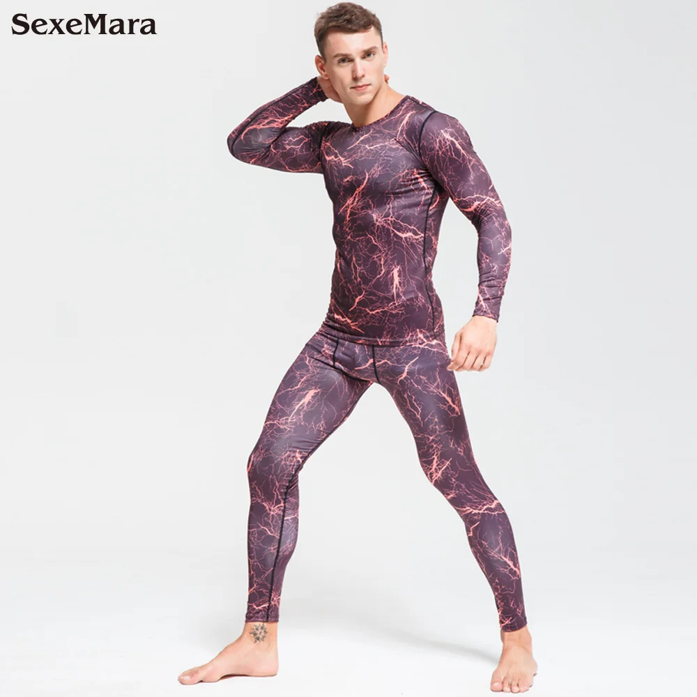 Мужской компрессионный спортивный костюм Rashguard камуфляжные колготки для фитнеса