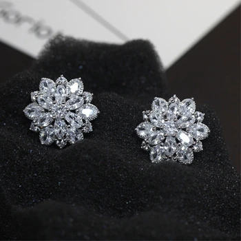 

Flower Zircon Korea Exaggerated Wild 925 Sterling Silver Personality Fashion Female Earring SEA001