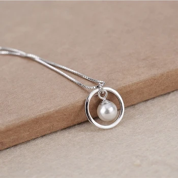 

Vintage 925 Sterling Silver Circle Necklaces Pendants For Women Lady Long Chain Choker Necklaces Collares