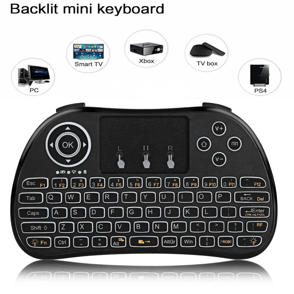 H9 портативная беспроводная мини клавиатура 2 4G Air Mouse с подсветкой пульт