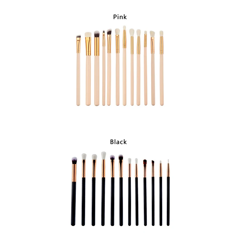 12Pcs Professional Eyes Makeup Brushes Set Wood Handle Eyeshadow Eyeliner Blending Brush Powder Face Cosmetic Make Up maquillaje