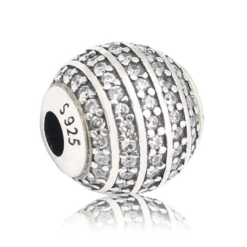 

Essence Beads 925 Sterling Silver CONFIDENCE Charm Clear CZ Fit Pandora Essence Bracelet Bangle Lady Jewelry Gift Small Hole