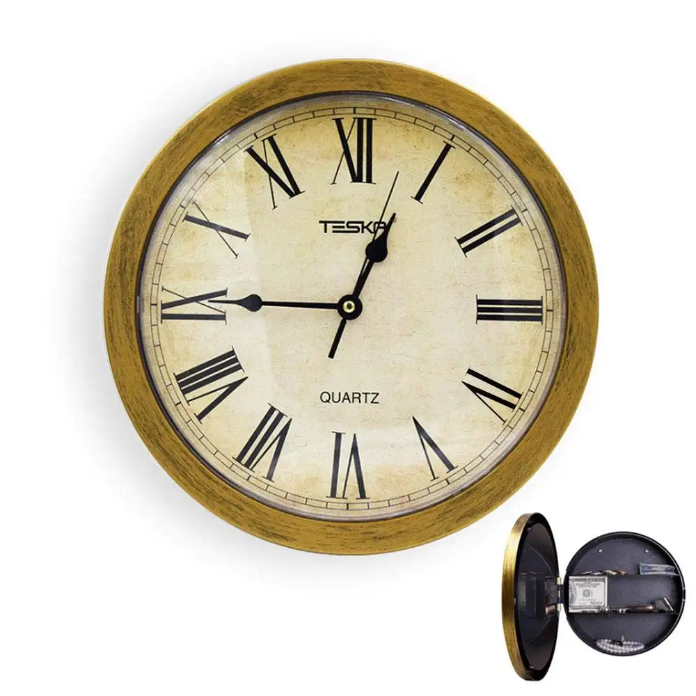 

Cash Box Wall Clock Safe Box Creative Vintage Hidden Secret Storage Box for Cash Money Jewelry Home Office Security Clock