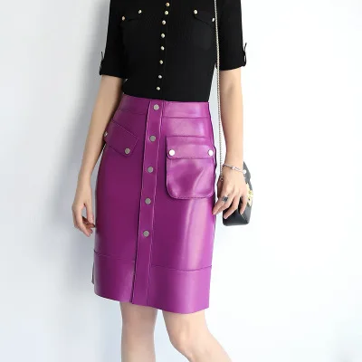 

2019 New Fashion Genuine Sheep Leather Skirt E18