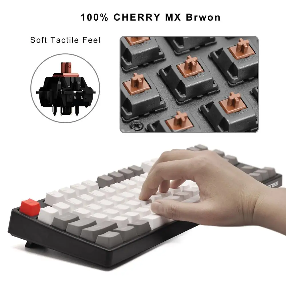 GANSS 87 Keys Cherry MX коричневые переключатели TKL Механическая игровая клавиатура