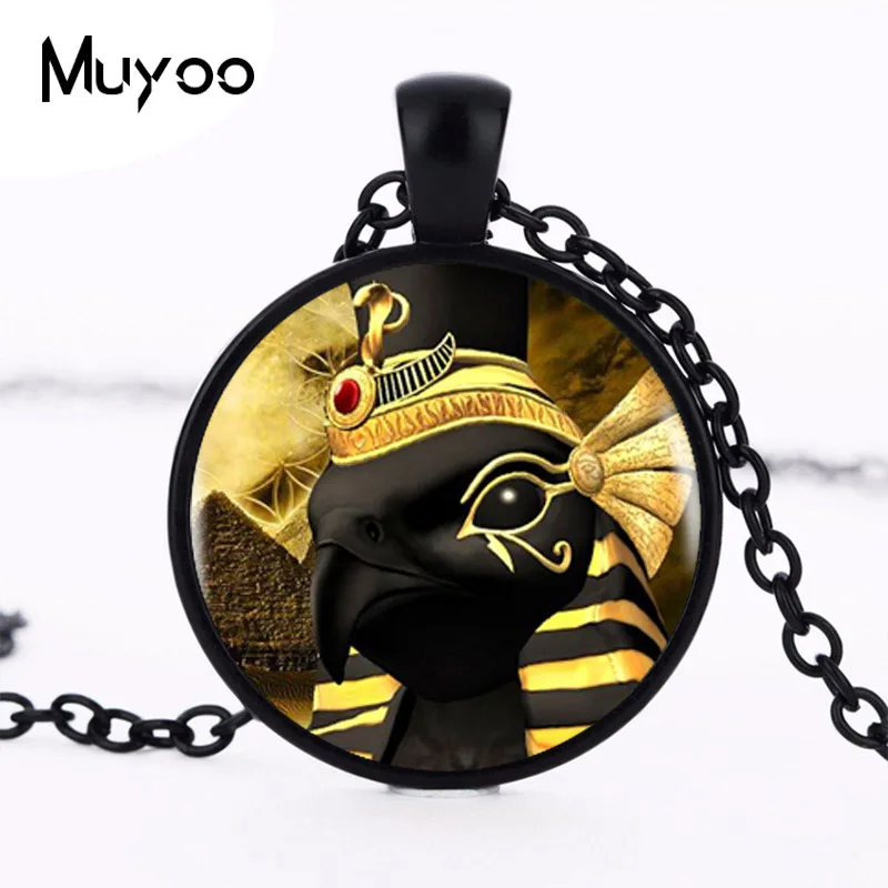 

2017 Egyptian Eye of Horus Pendant Choker Statement Silver Necklace For Women Dress Accessories Glass Picture Jewelry HZ1