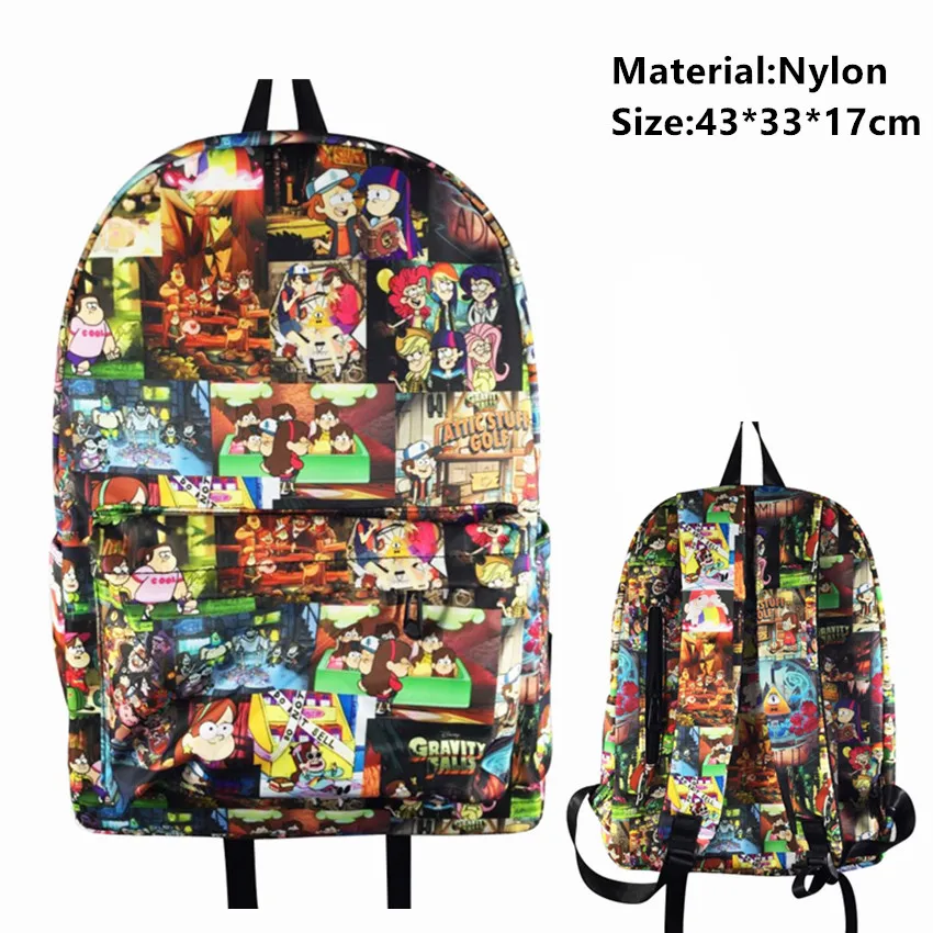 

Anime Gravity Falls Dipper Pines Nylon Backpack Student School Bag zipper Boys Girls Shoulder Bag Mochila Travel Laptop Bag