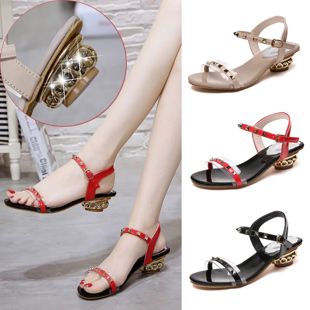 

2019 Ladies Sandals Women Girls Summer Fashion Rivet Buckle Sandals Roman Shoes Sexy Elegant Shoe Sandalia Feminina Zapatos New