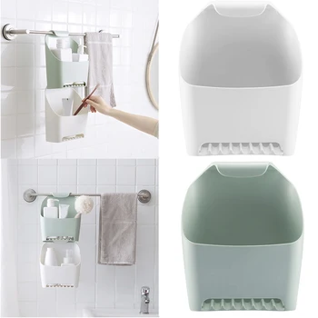 

2pcs Bathroom Shower Storage Basket No Drilling Punch Free Stacked Storage Rack Shelf Hanging Basket For Kitchen Toilet