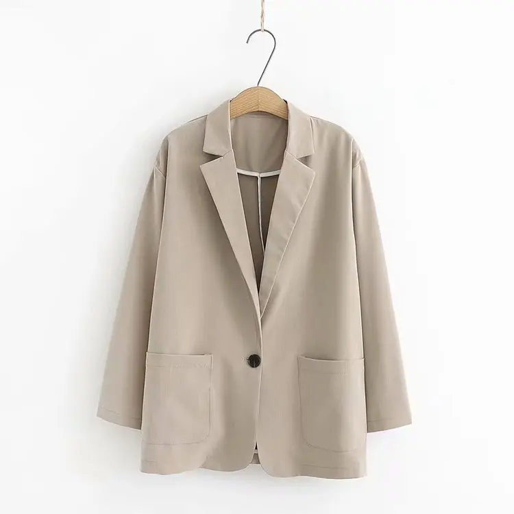 2019 Solid Women Blazer Jacket Casual Single Button Pockets Long Sleeve Female Blazer feminino Lady Notched Blaser 2019 Solid Women Blazer Jacket Casual Single Button Pockets Long Sleeve Female Blazer feminino Lady Notched Blaser